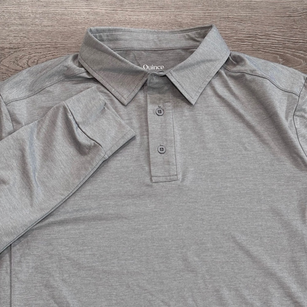 Quince Long Sleeve Polo Mens Size Medium Gray Stretch Active Golf Casual Preppy